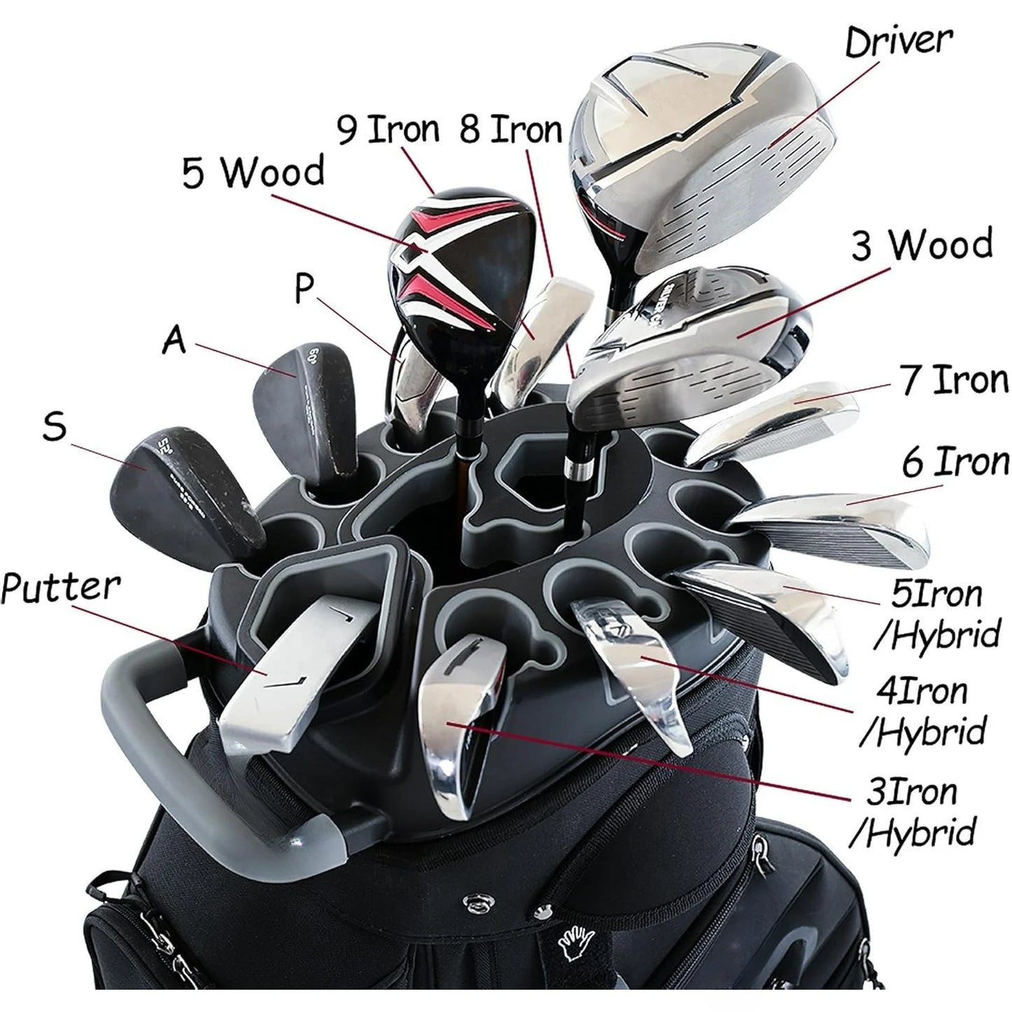 2024 T-Lock Golf Cart Bag with 14 Way Organizer Divider Top, Premium Cart Bag with Handles and Rain Cover, for Men