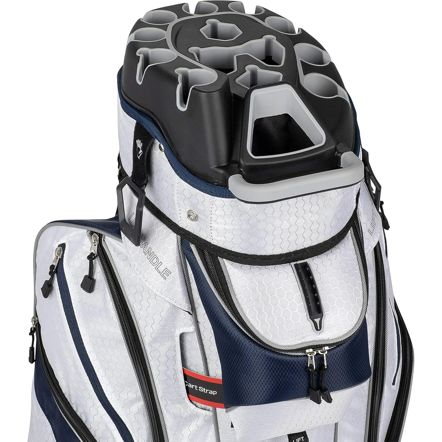 3rdGeneration Club Lock Organizer Golf Cart Bag with 14 Way Anti Rattle Divider Top- Free Snap On Rain Hood-Full Length Dividers