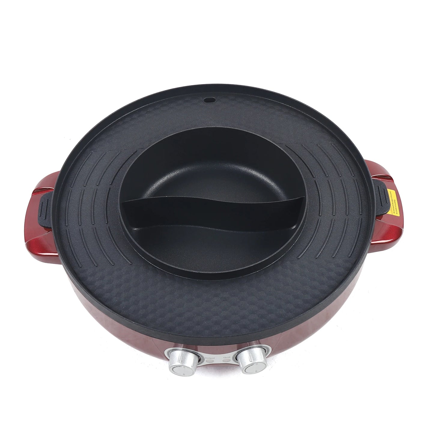 2200W 2 in 1 Electric Smokeless Grill and Hot Pot BBQ Grill Shabu Pot 110V Multifunction Portable Split Pot Barbecue Pan