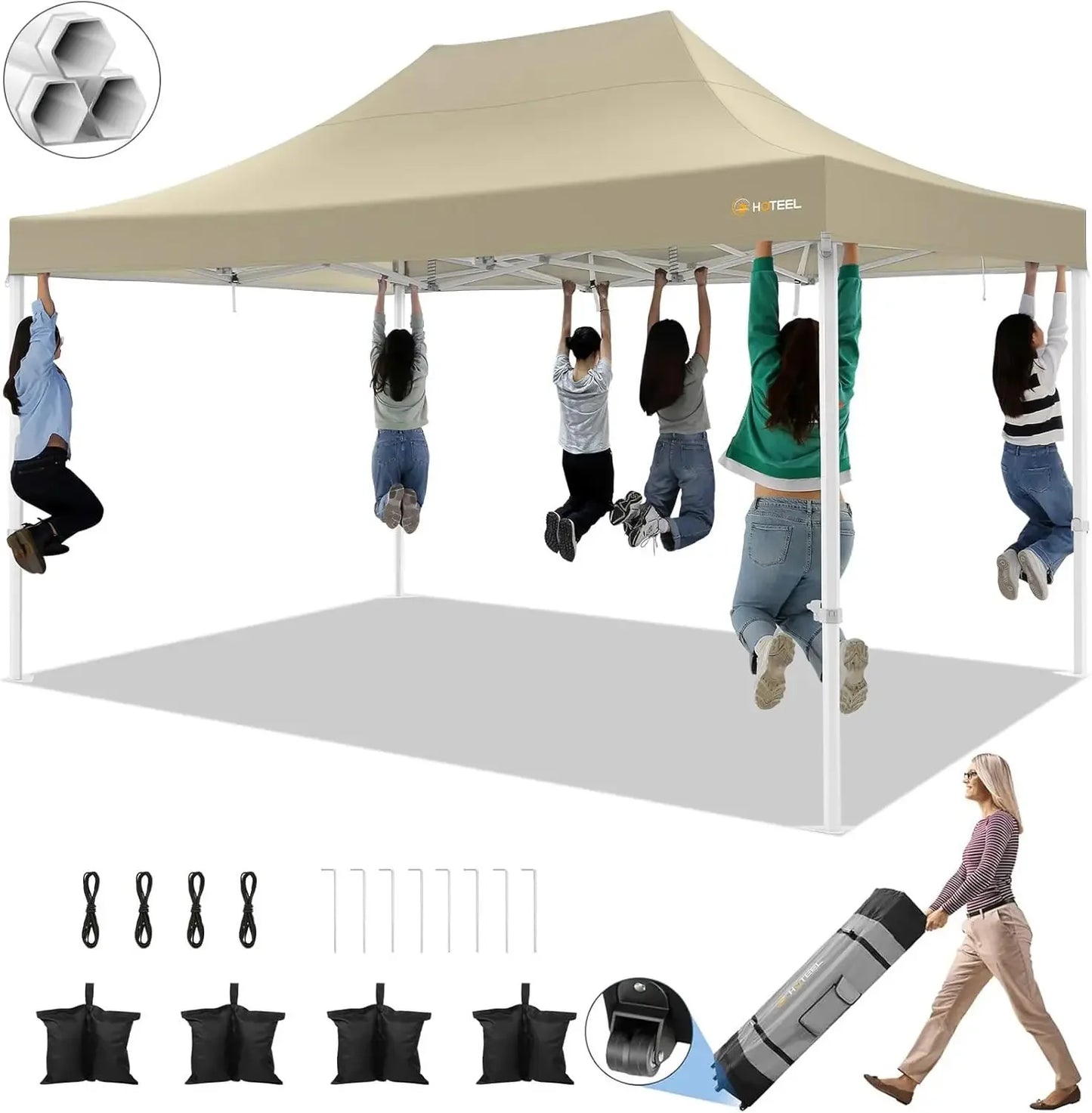 10x15 Pop up Canopy Tent for Parties, Heavy Duty Easy Setup Tent Without Sidewalls, Outdoor Commercial Instant Gazebo Wedding