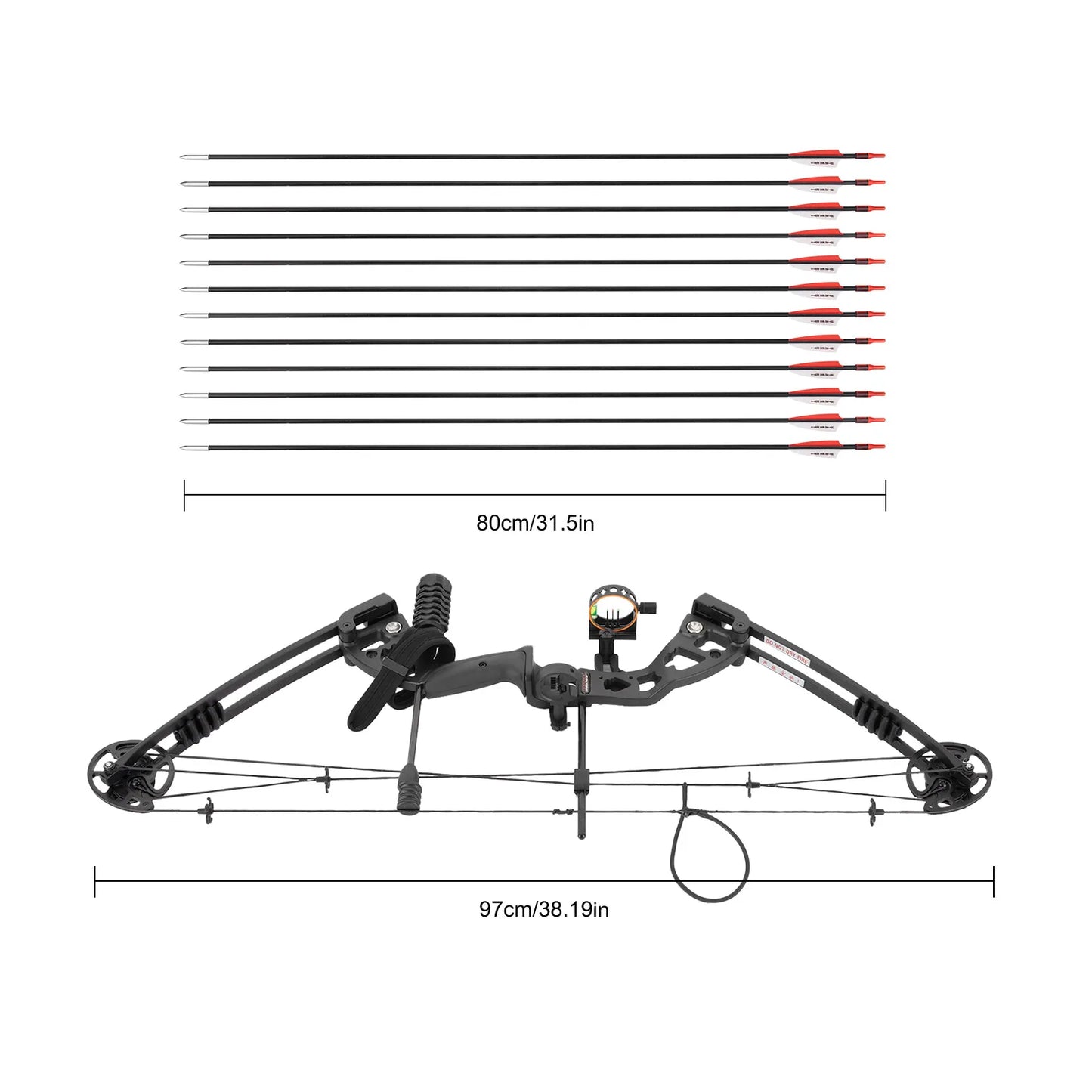 Compound Bow and Arrow Set Archery 30-55lbs Adjustable Right Hand 70% Let-off Adult Outdoor Shooting Hunting Bow