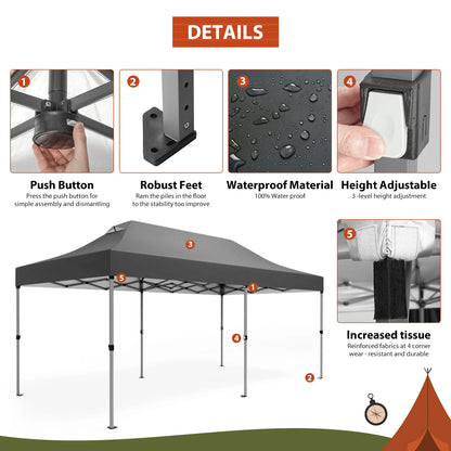 10x20FT Pop Up Canopy Tents for Parties, 10 x 20 Heavy Duty Commercial Instant Event Party Tent Easy Up Gazebo with Roller Bag
