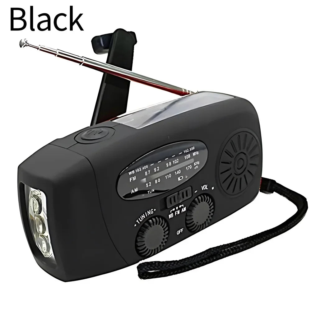 STONEGOE Mergency Radio Solar Power Hand Crank Radio FM AM WB NOAA Weather Radio with LED Flashlight SOS Alarm 2000mAh