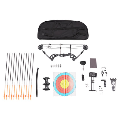 Compound Bow Kit 30~60lbs, Archery Hunting Bow Set with12 arrows and bullseye paper, Right Hand Compound Bow Arrow Set