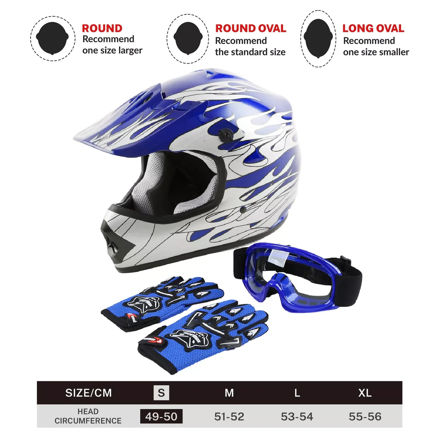DOT Youth Kids Helmet Dirt Bike ATV Motocross Off-Road S/M/L/XL Goggles Gloves