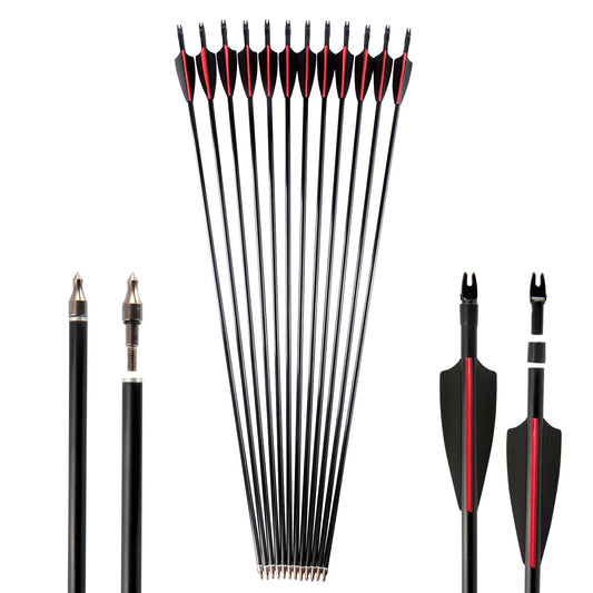 30" Fiberglass Arrows Spine 500 Diameter 8mm for 40-50lbs Recurve Bow Shooting Hunting Archery