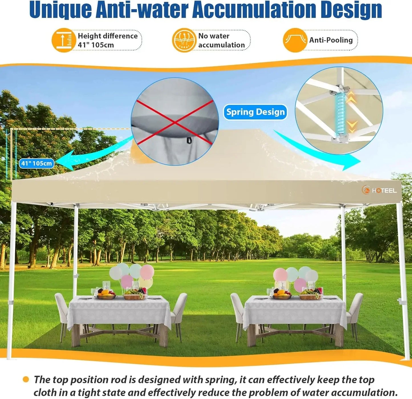 10x15 Pop up Canopy Tent for Parties, Heavy Duty Easy Setup Tent Without Sidewalls, Outdoor Commercial Instant Gazebo Wedding
