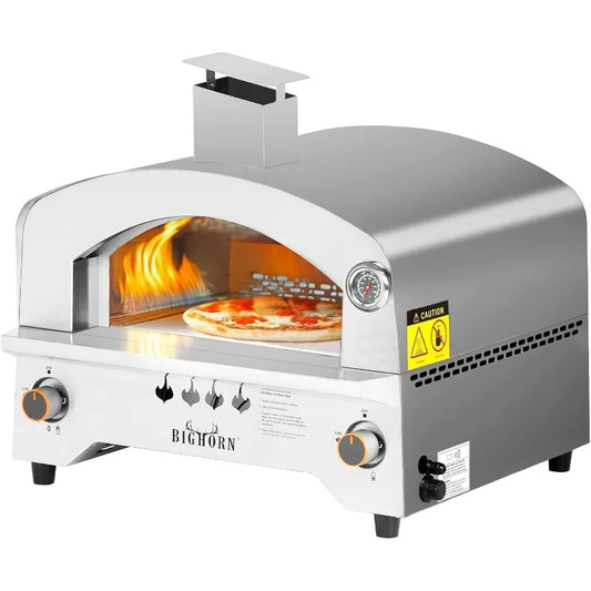 BIG HORN OUTDOORS Gas Pizza Oven, Portable Propane Pizza Oven with 13 inch Pizza Stone