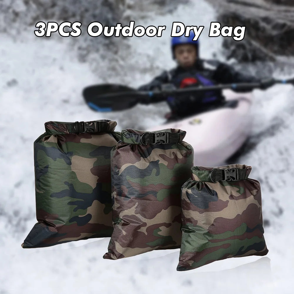 Pack of 3 Waterproof Bag 3L+5L+8L Outdoor Ultralight Dry Sacks for Camping Hiking Traveling