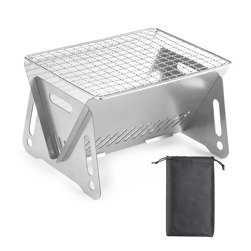 Outdoor Picnic Portable Folding Stove Camping Equipment Stainless Steel Incinerator Grill Mini BBQ Charcoal Camping Stove