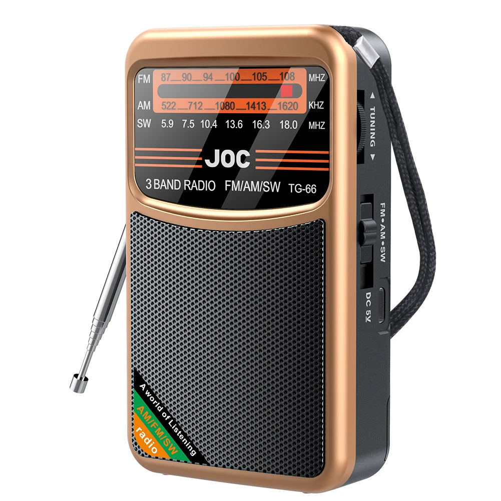 Battery Operated Radio FM AM SW Radio Built-in Speaker Pointer Pocket Radio Type-C Rechargeable with HD Display Screen for Elder