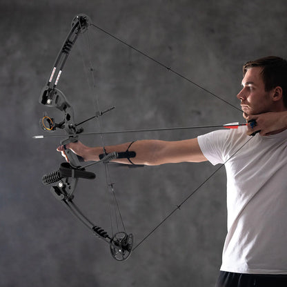 Compound Bow and Arrow Set Archery 30-55lbs Adjustable Right Hand 70% Let-off Adult Outdoor Shooting Hunting Bow