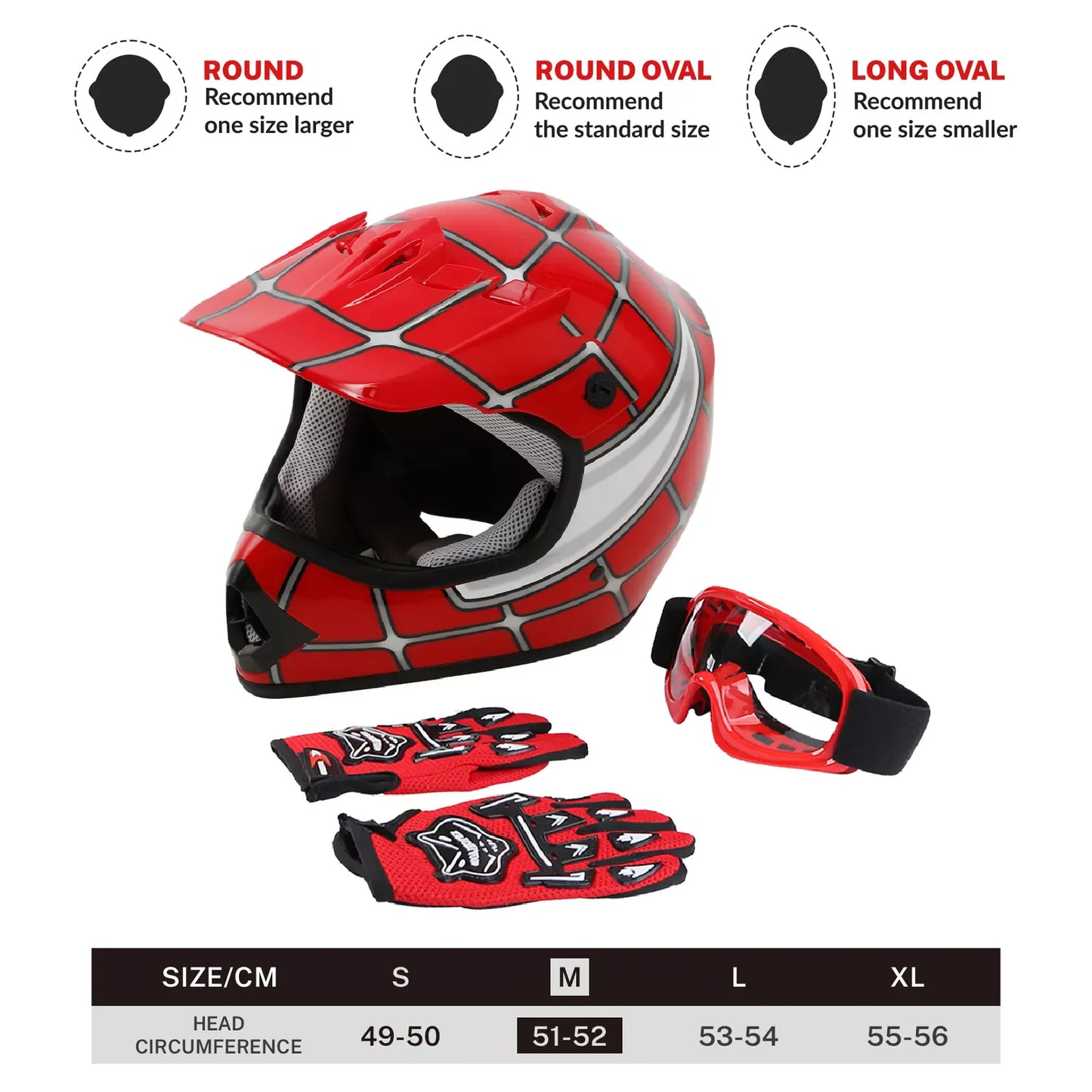 DOT Youth Kids Helmet Dirt Bike ATV Motocross Off-Road S/M/L/XL Goggles Gloves