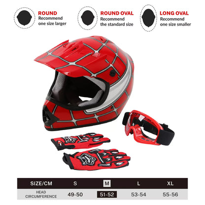 DOT Youth Kids Helmet Dirt Bike ATV Motocross Off-Road S/M/L/XL Goggles Gloves