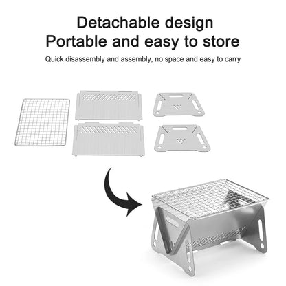 Outdoor Picnic Portable Folding Stove Camping Equipment Stainless Steel Incinerator Grill Mini BBQ Charcoal Camping Stove