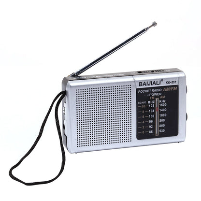 Mini Radio AM FM AA Battery Operated Portable Radio Full-wave Band Emergency Radio Receiver Telescopic Antenna Mono Channel