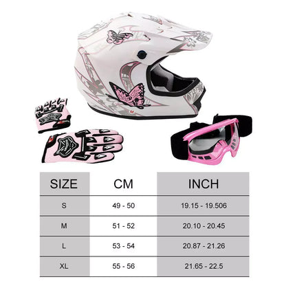 DOT Youth Kids Helmet Dirt Bike ATV Motocross Off-Road S/M/L/XL Goggles Gloves