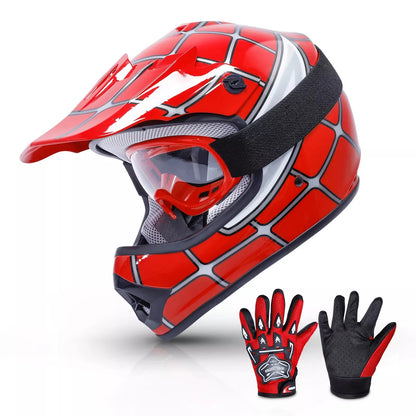 DOT Youth Kids Helmet Dirt Bike ATV Motocross Off-Road S/M/L/XL Goggles Gloves