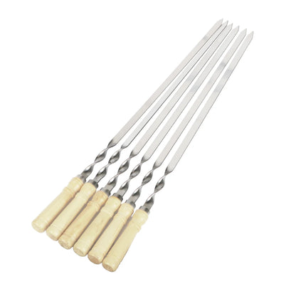 Barbecue Grill Stick Wood BBQ Fork Stainless steel Outdoors Grill Needle BBQ Skewers 55cm 21.65" Long Handle Shish Kebab