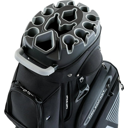 2024 T-Lock Golf Cart Bag with 14 Way Organizer Divider Top, Premium Cart Bag with Handles and Rain Cover, for Men
